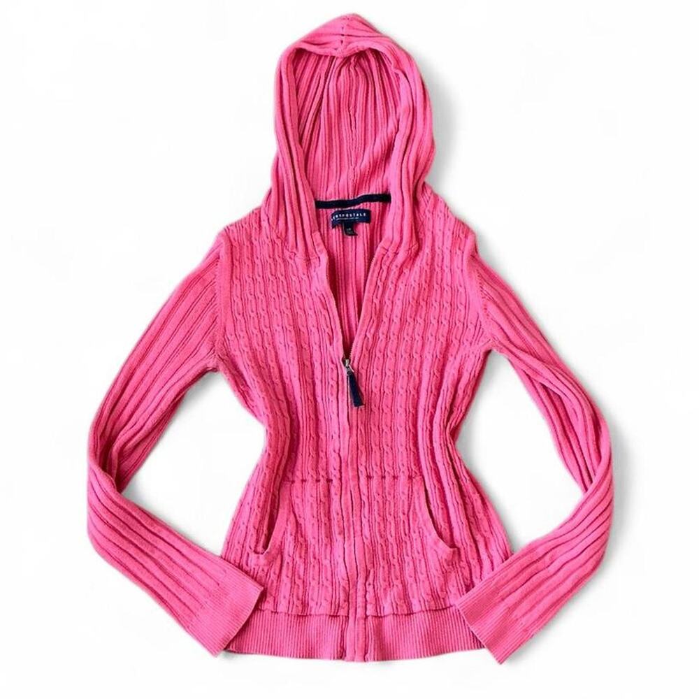 Vintage Aeropostale Pink Cable Knit Zip-Up Hoodie – Size L